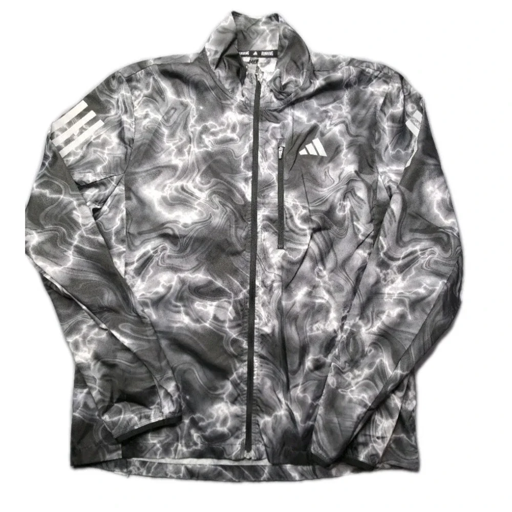 Adidas Men's Jacket  Medium Gray Liquid Camo Full Zip Track Polyester Wind Dry